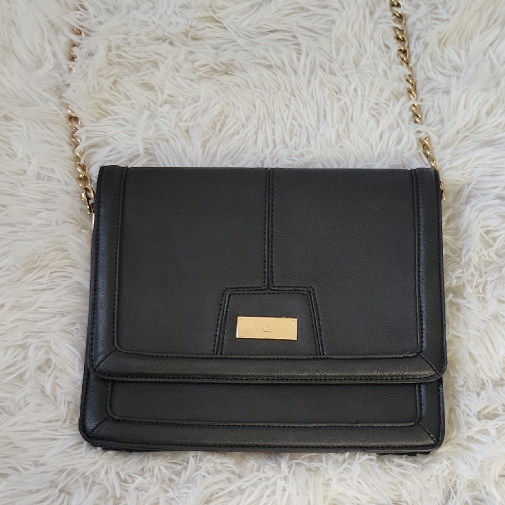 BCBG Paris Black Crossbody Bag with Gold Chain